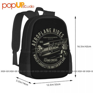 Airplane Rides Worlds Largest Bi Plane Backpack Large Capacity Bookbag