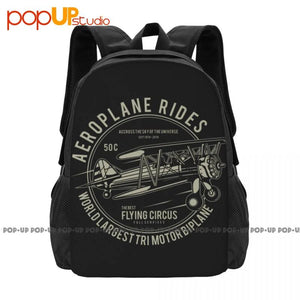 Airplane Rides Worlds Largest Bi Plane Backpack Large Capacity Bookbag