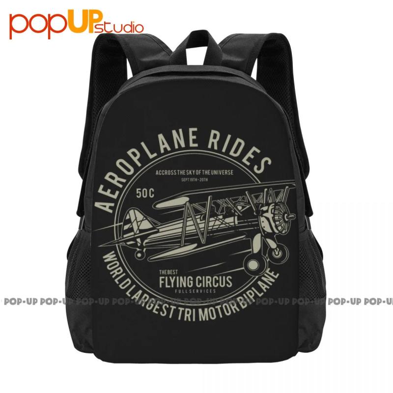 Airplane Rides Worlds Largest Bi Plane Backpack Large Capacity Bookbag