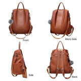Women Leather Backpack for Teenage Girls School Shoulder Bag