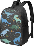 Dinos In Space Cartoon Backpack Water Resistant School Bookbag