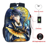 Touken Ranbu USB Charge Backpack Casual Rucksack Student