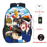 Free! Swim Club USB Charge School Bag School Backpack Casual USB Charging School