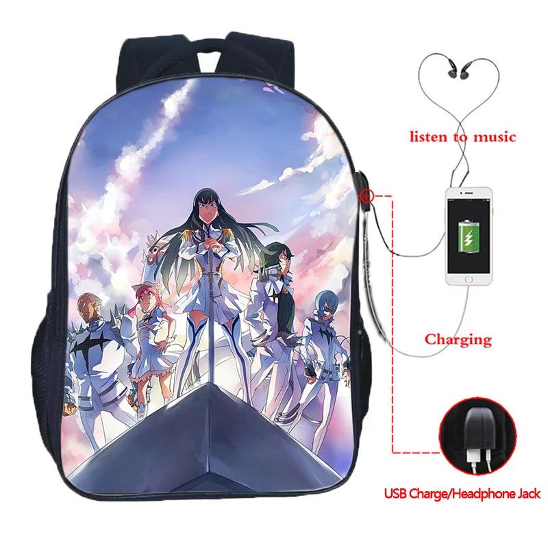 Kill La Kill Matoi Ryuuko USB Charging School Bag Boys Girls Backpacks