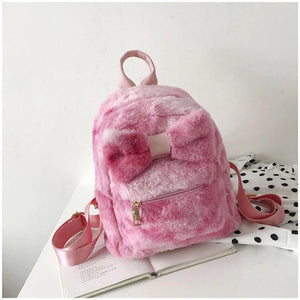 Plush Bow Backpack for Women Girls