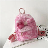 Plush Bow Backpack for Women Girls