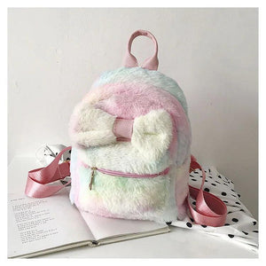Plush Bow Backpack for Women Girls