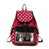 Vintage Cat Cartoon Canvas Backpack School Bags For Teenager Girls