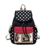 Vintage Cat Cartoon Canvas Backpack School Bags For Teenager Girls
