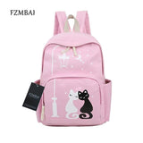 Small Fresh Canvas Printing Cat Backpack