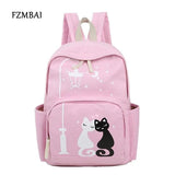 Small Fresh Canvas Printing Cat Backpack