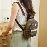 Printed Backpack Women's Versatile PU Leather Shoulder Bag School Style Backpack