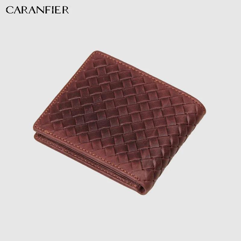 Top Cow Leather Men Wallet Short Style Male Purse Knitting Wallet