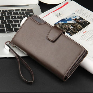 Men's Long Clutch Wallet Triple-Fold with Phone Pocket