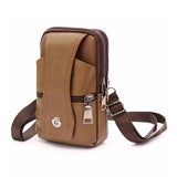 Men PU Leather Waist Pack Phone Pouch Bag Classic Crossbody Shoulder Bag