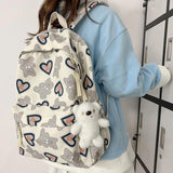 Bear Print Waterproof Schoolbag For Teens Student Backpack Nylon Girls Bagpack