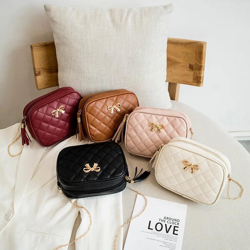 Small Tassel Tide Female BaoLing Lattice Embroidery Camera Shoulder Bag