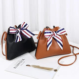 Patchwork Bow Scarf Shoulder Bag Bucket Wallet Fanny Pack