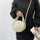 Round Straw Shoulder Bag Beach Top-handle HandBags Women