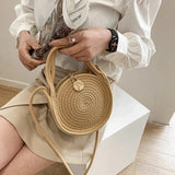 Round Straw Shoulder Bag Beach Top-handle HandBags Women