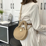 Round Straw Shoulder Bag Beach Top-handle HandBags Women