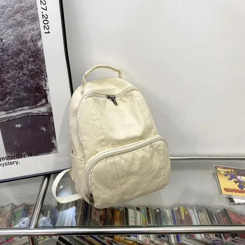 Canvas Mini Backpack Vintage Lady School College Travel Bag