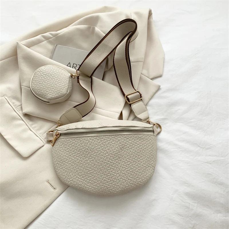 Women's Waist Bag Chest Bag PU Leather Fanny Pack 2Piece Messenger Shoulder Bag
