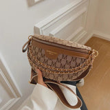 Leather Chain Waist Bag Female Waist Pack Ladies Wide Strap