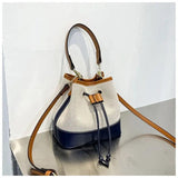 Women Drawstring Bucket Crossbody Bag Leather Shoulder Handbag