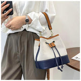 Women Drawstring Bucket Crossbody Bag Leather Shoulder Handbag