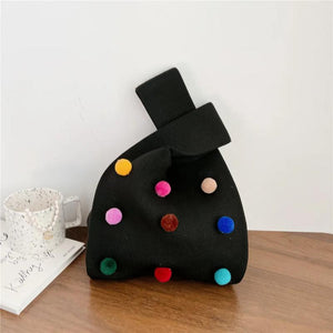 Women's Small Ball Knitting Bag Woven Handbag All-match Shoulder Bag