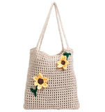 Wool Woven Bag Handbag Lovely Flower Women's Bag Knitted Shoulder Bag