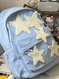 Preppy Style Backpacks Women Stars Patchwork Large Capacity Nylon Bags Student C