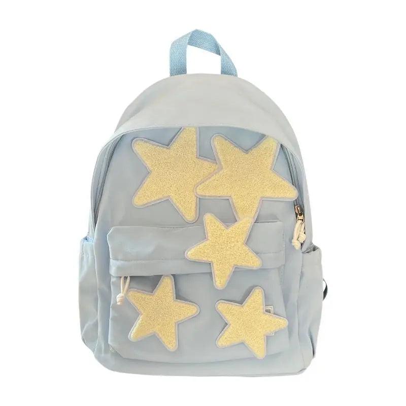 Preppy Style Backpacks Women Stars Patchwork Large Capacity Nylon Bags Student C