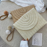 Women Crossbody Envelope Bag Straw Handbag Clutch Shoulder Beach Bag