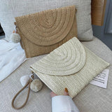 Women Crossbody Envelope Bag Straw Handbag Clutch Shoulder Beach Bag