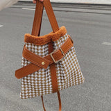 Woolen Women Bag Leather Shoulder Messenger Winter Clutch Bag