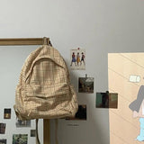 Woolen Houndstooth Backpack Large Capacity School Student Backpack I