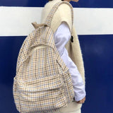 Woolen Houndstooth Backpack Large Capacity School Student Backpack I