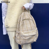 Woolen Houndstooth Backpack Large Capacity School Student Backpack I