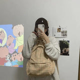 Woolen Houndstooth Backpack Large Capacity School Student Backpack I