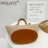 Portable Straw Shoulder Tote Bag Casual Large Capacity Braided Basket