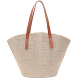 Portable Straw Shoulder Tote Bag Casual Large Capacity Braided Basket