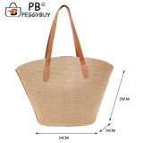 Straw Shoulder Tote Bag for Summer Beach Holiday Travel