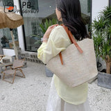 Straw Shoulder Tote Bag for Summer Beach Holiday Travel