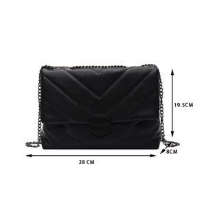Women Lattice Pattern Handbag Top-handle Chain Purse