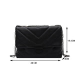 Women Lattice Pattern Handbag Top-handle Chain Purse