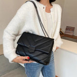 Women Lattice Pattern Handbag Top-handle Chain Purse