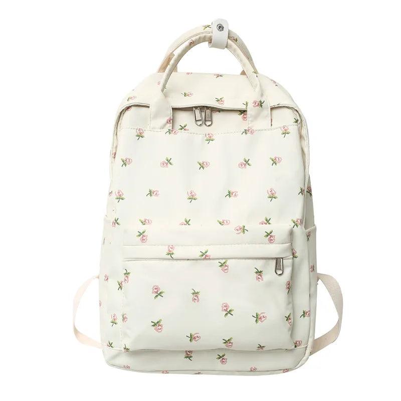 Floral Laptop Student Bag Girl Print Travel Book Backpack