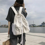 Canvas Drawstring Backpack Large Capacity Vintage Rucksack